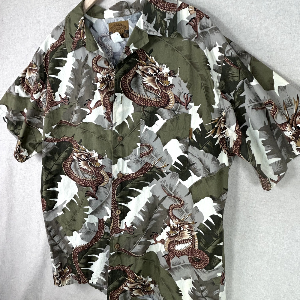 Vintage Y2K Bullhead Mens Dragon Print Button Up Shirt Size XL All Over Print - Picture 2 of 9